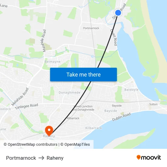 Portmarnock to Raheny map