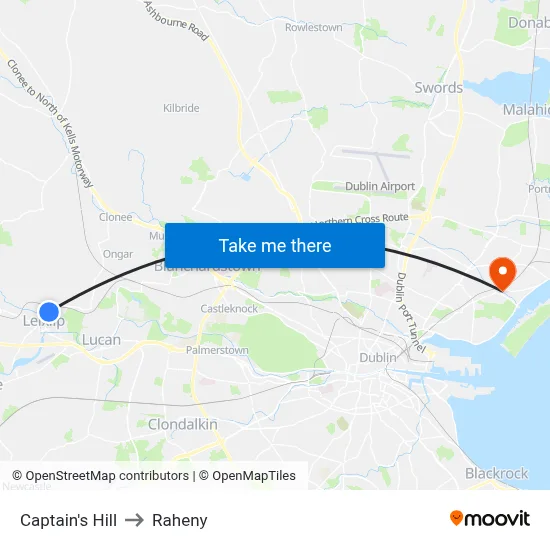 Captain's Hill to Raheny map