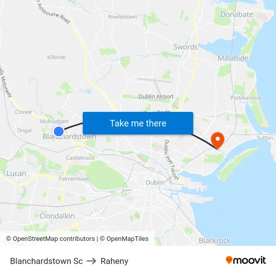Blanchardstown Sc to Raheny map