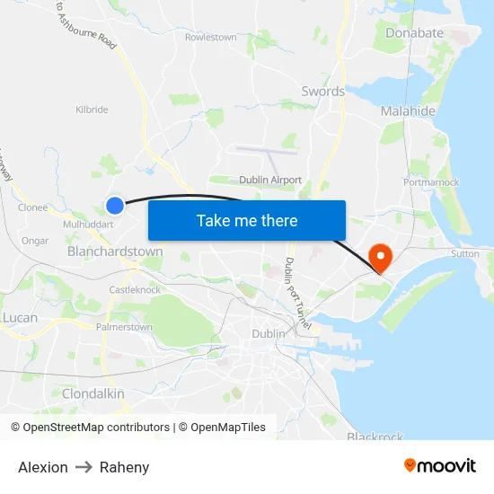 Alexion to Raheny map
