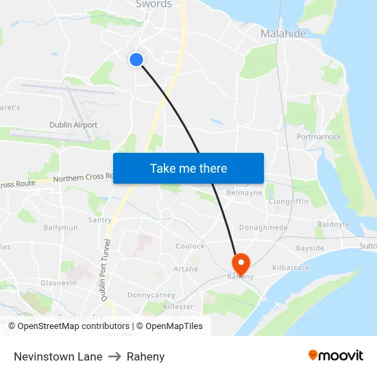 Nevinstown Lane to Raheny map