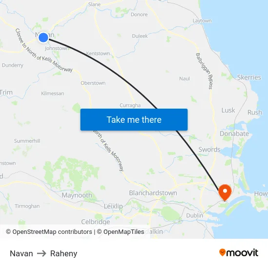 Navan to Raheny map