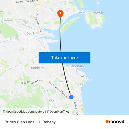 Brides Glen Luas to Raheny map
