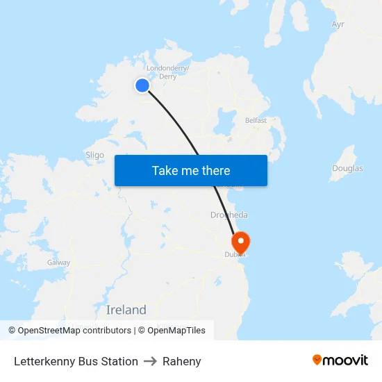 Letterkenny Bus Station to Raheny map