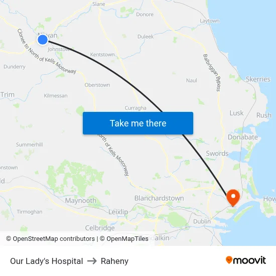 Our Lady's Hospital to Raheny map
