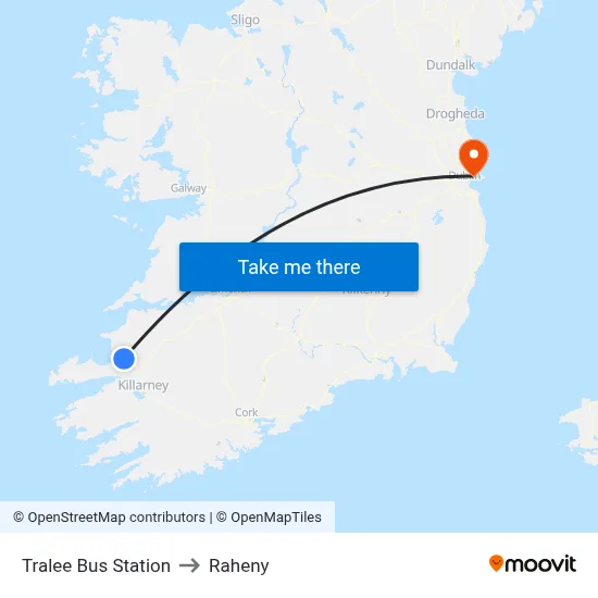 Tralee Bus Station to Raheny map