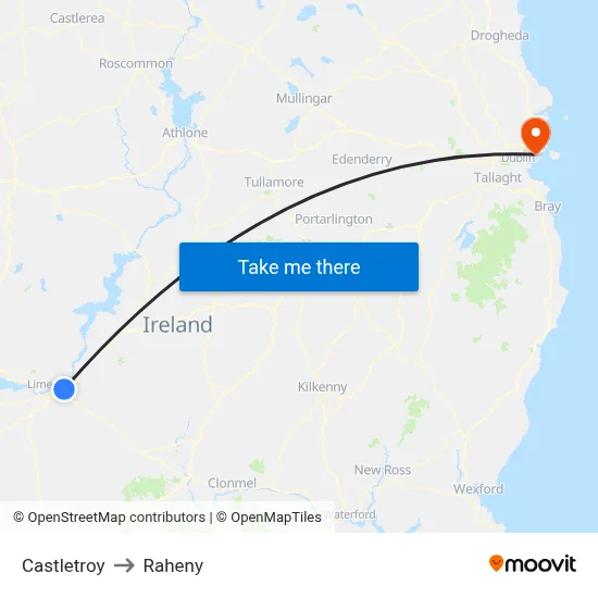 Castletroy to Raheny map