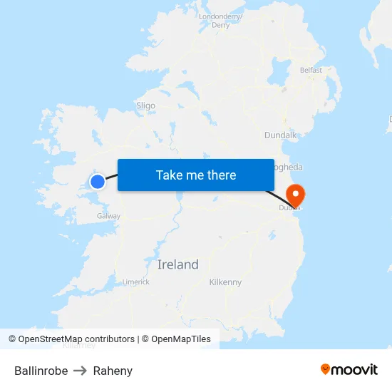 Ballinrobe to Raheny map
