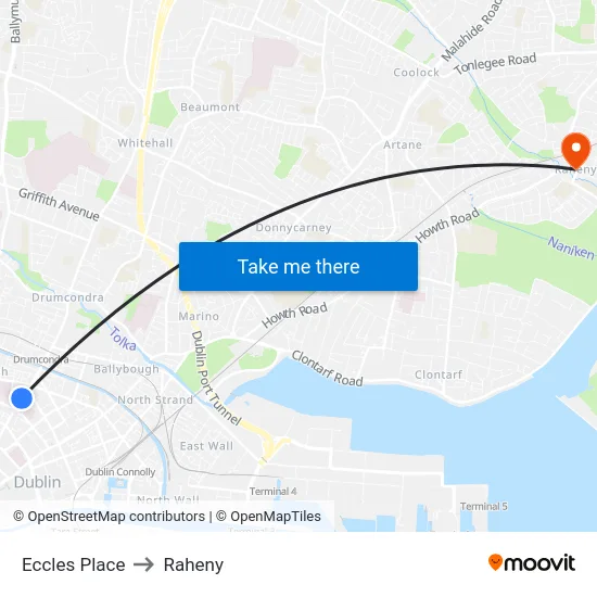 Eccles Place to Raheny map