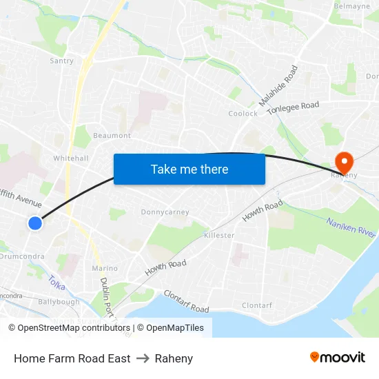 Home Farm Road East to Raheny map