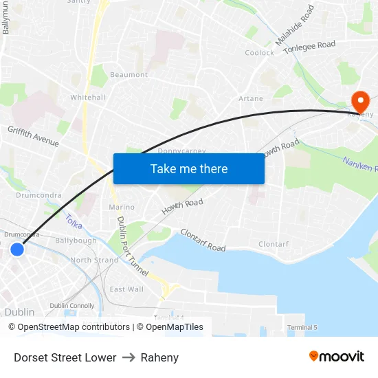 Dorset Street Lower to Raheny map