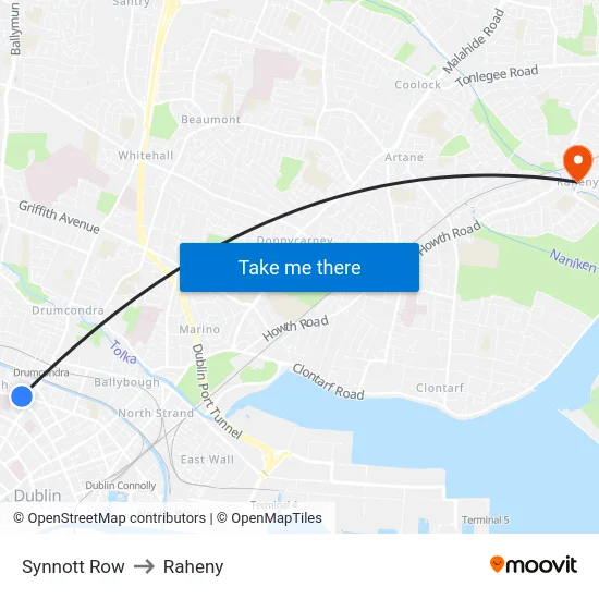 Synnott Row to Raheny map