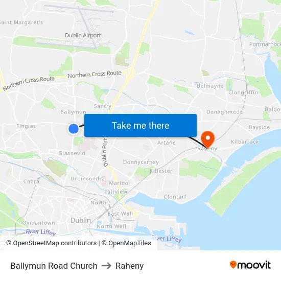 Ballymun Road Church to Raheny map