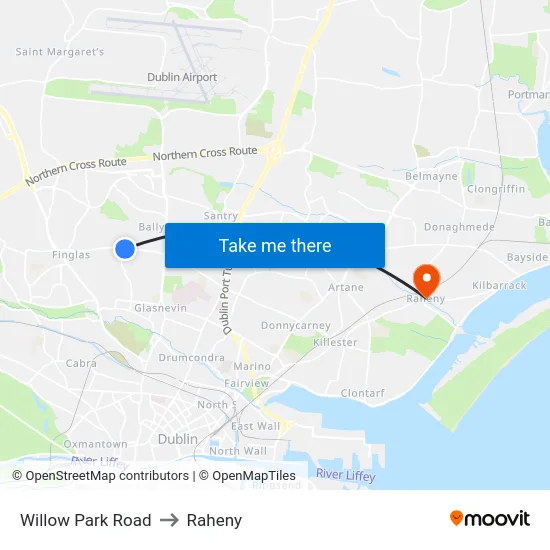 Willow Park Road to Raheny map