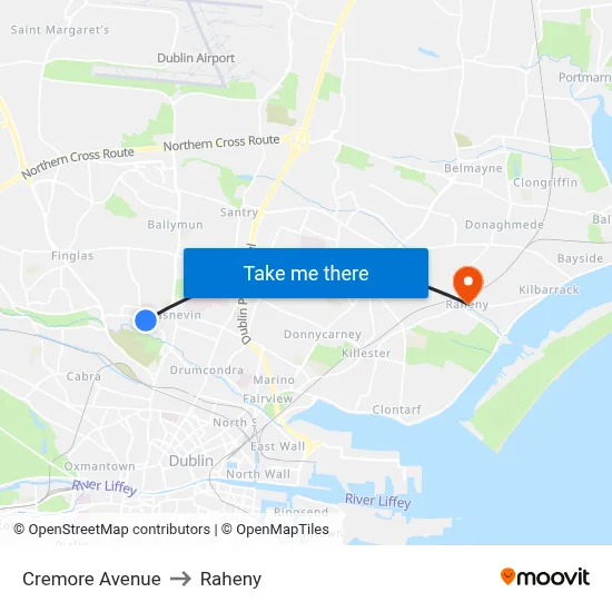 Cremore Avenue to Raheny map