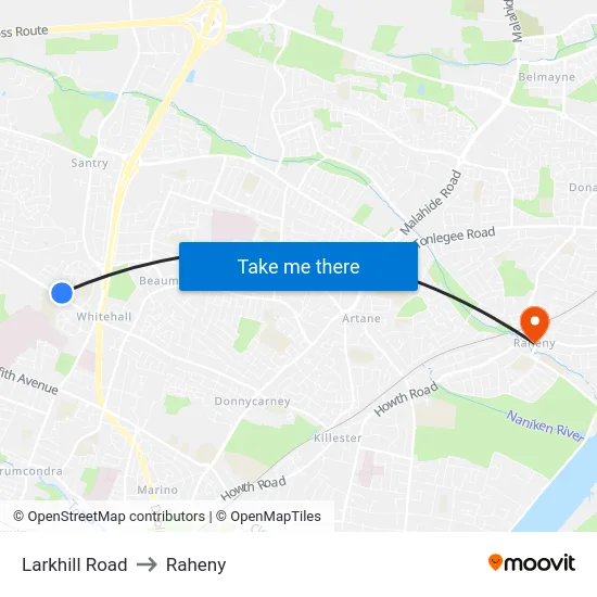 Larkhill Road to Raheny map