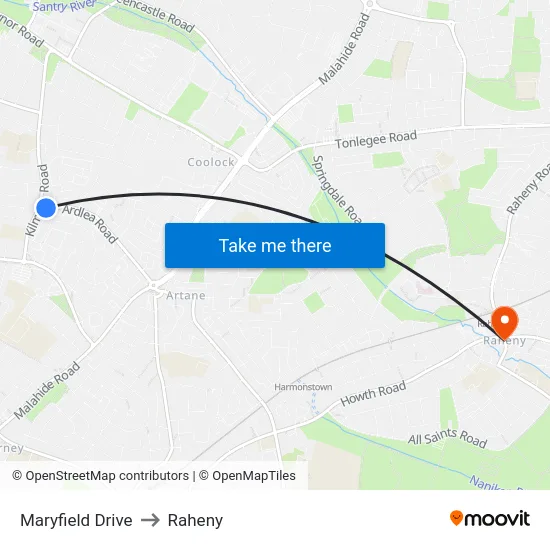 Maryfield Drive to Raheny map