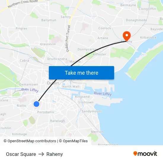 Oscar Square to Raheny map