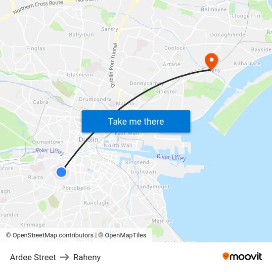 Ardee Street to Raheny map