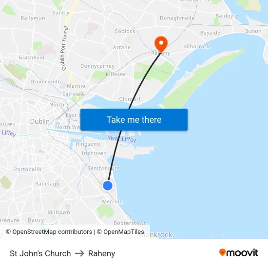 St John's Church to Raheny map