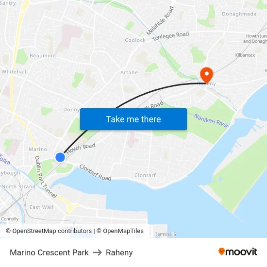 Marino Crescent Park to Raheny map