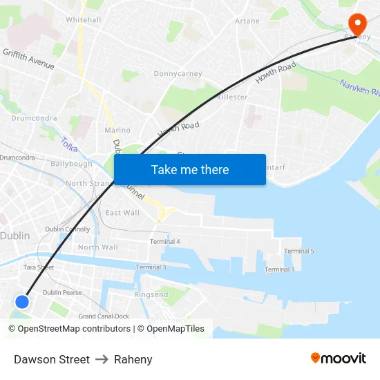 Dawson Street to Raheny map