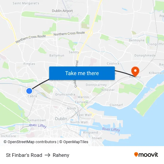 St Finbar's Road to Raheny map