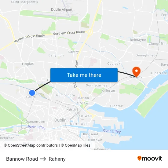 Bannow Road to Raheny map