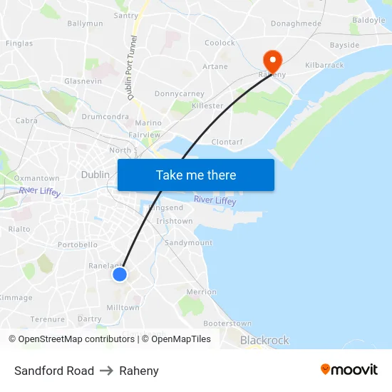 Sandford Road to Raheny map
