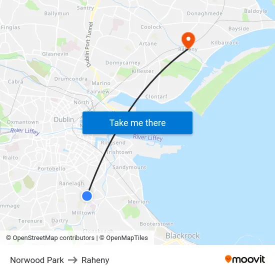 Norwood Park to Raheny map