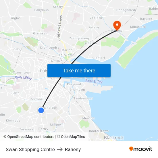 Swan Shopping Centre to Raheny map
