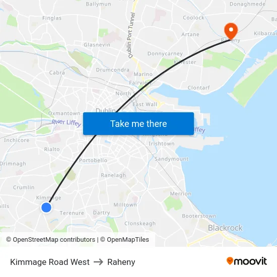 Kimmage Road West to Raheny map