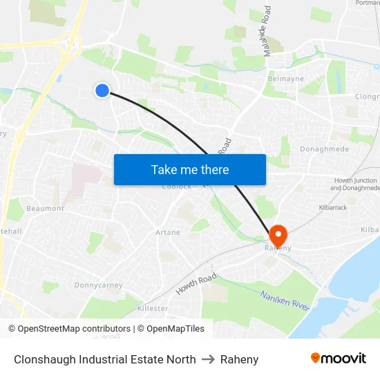 Clonshaugh Industrial Estate North to Raheny map