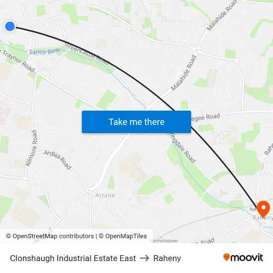 Clonshaugh Industrial Estate East to Raheny map