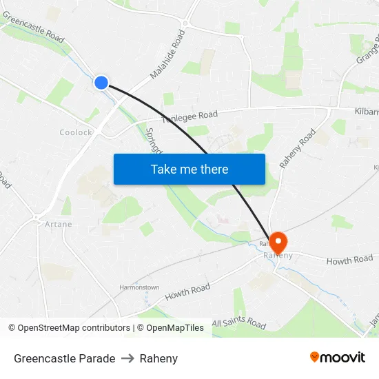 Greencastle Parade to Raheny map