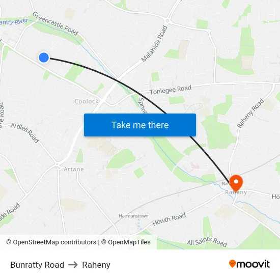 Bunratty Road to Raheny map