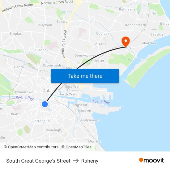 South Great George's Street to Raheny map