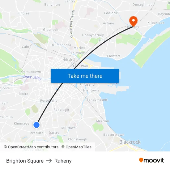 Brighton Square to Raheny map