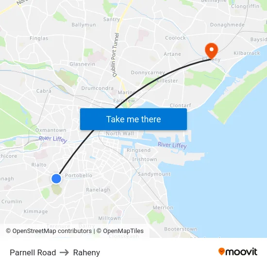 Parnell Road to Raheny map