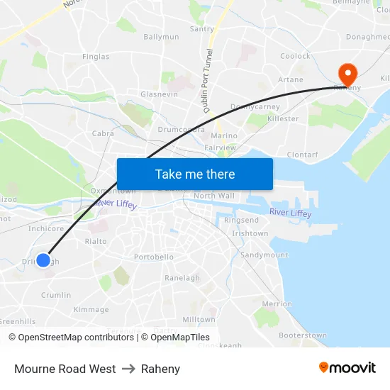 Mourne Road West to Raheny map