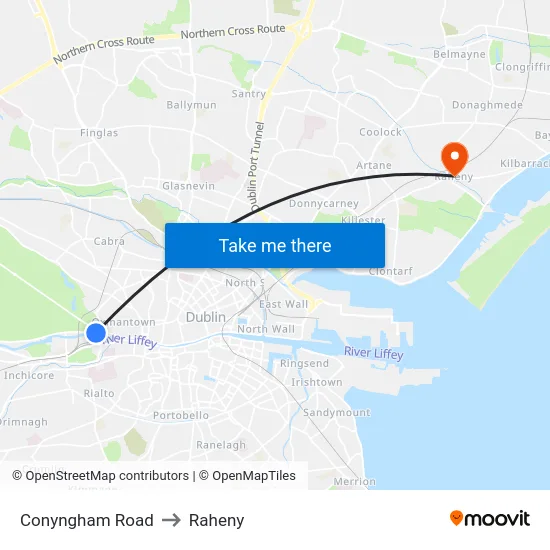 Conyngham Road to Raheny map