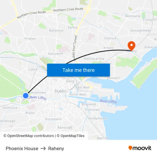 Phoenix House to Raheny map