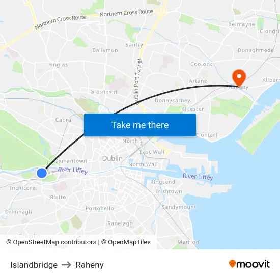 Islandbridge to Raheny map