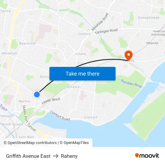 Griffith Avenue East to Raheny map