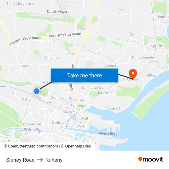 Slaney Road to Raheny map