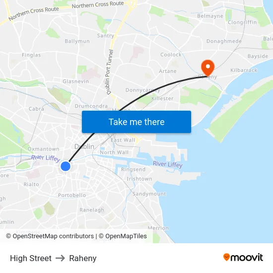 High Street to Raheny map