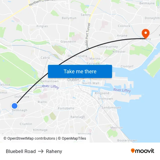 Bluebell Road to Raheny map