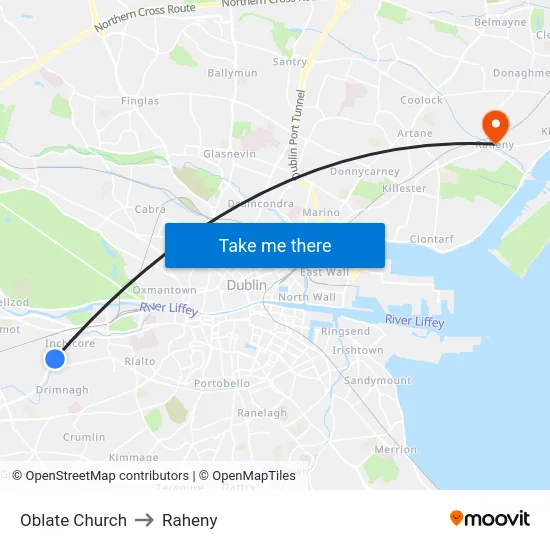 Oblate Church to Raheny map