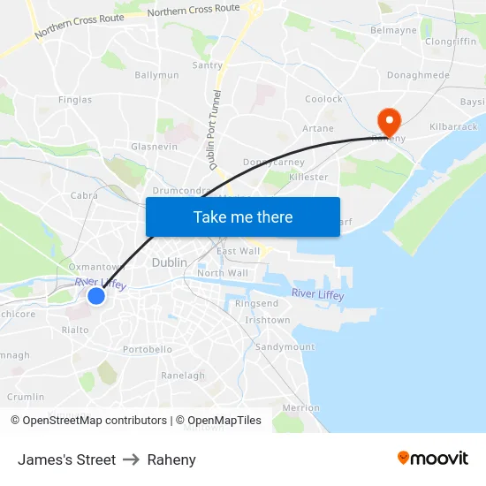 James's Street to Raheny map