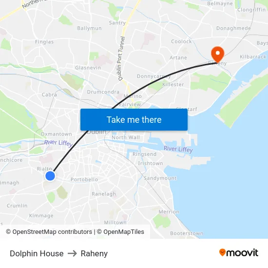 Dolphin House to Raheny map